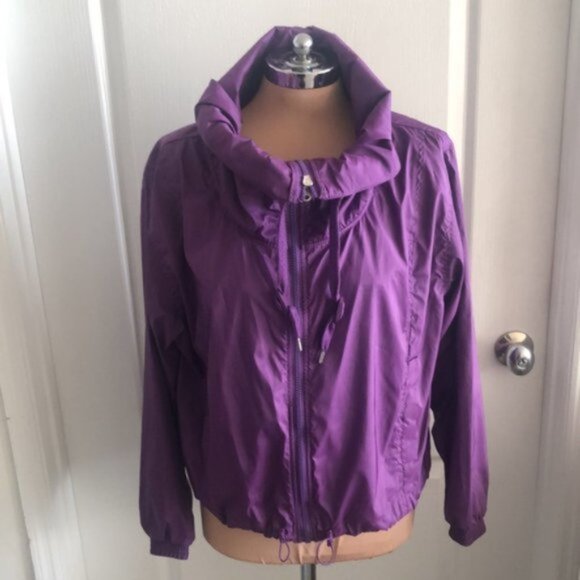 Xersion Cropped Rain Coat Jacket Water Resistant Bright Purple Sz.S-M New - Picture 5 of 11